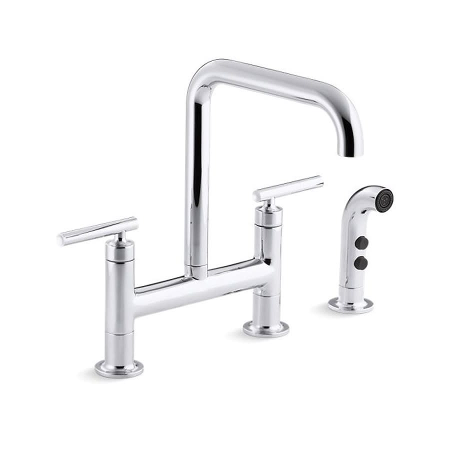Purist® Kitchen Faucet, Deck Mount, ADA, 2 Lever Handle, 2-Hole, Polished Chrome