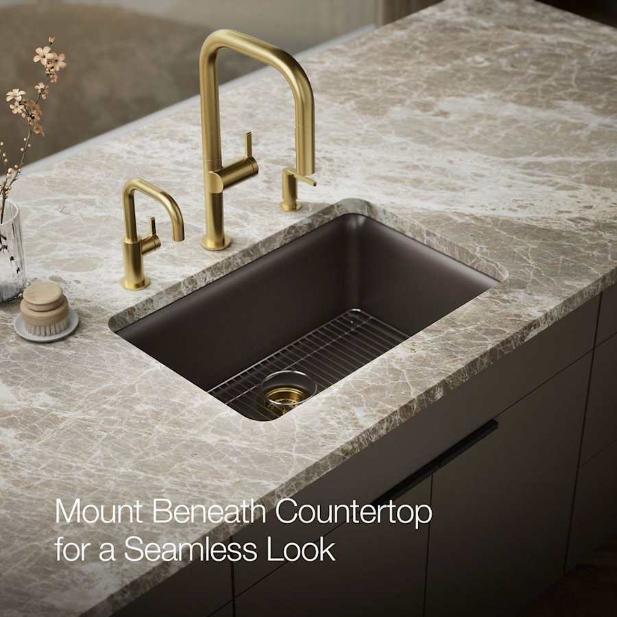 Cairn 27-1/2" Undermount Single Bowl Neoroc Granite Composite Kitchen Sink with Bottom Sink Rack