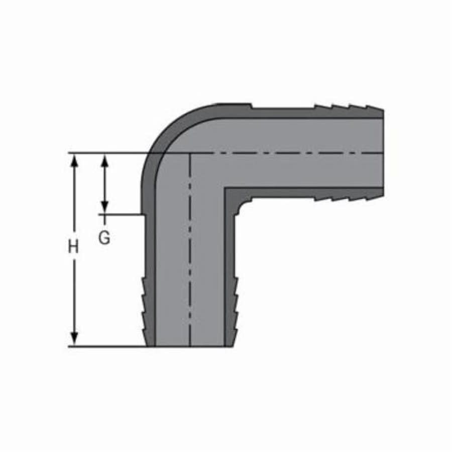 90 deg Elbow, 1/2 in, Insert, SCH 40/STD, PVC