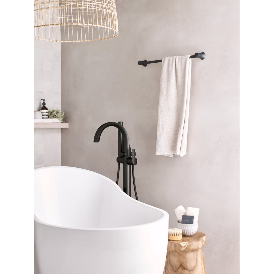Doux Floor Mounted Tub Filler with Built-In Diverter - Includes Hand Shower