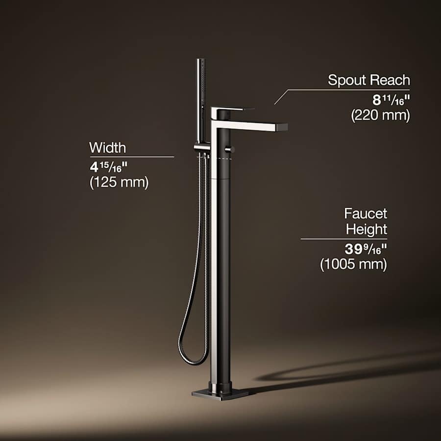 Parallel Floor Mounted Tub Filler - Includes Hand Shower