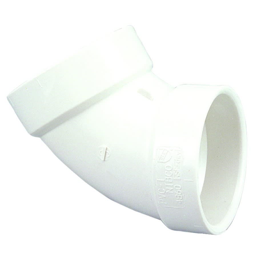 60 deg Elbow, 1-1/2 in, Hub, DWV, PVC