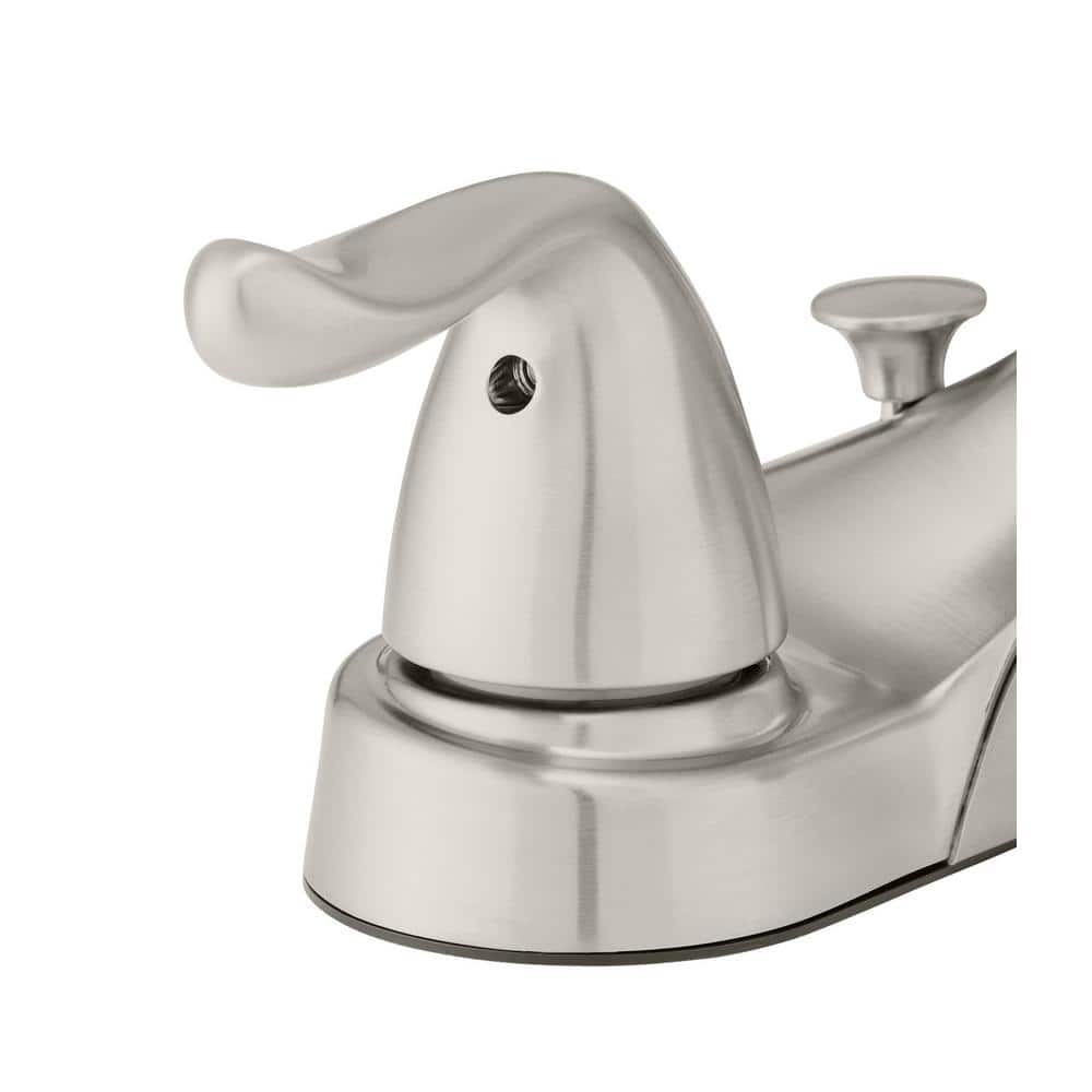 Glacier Bay Constructor 4 in. Centerset 2-Handle Low-Arc Bathroom Faucet in Brushed Nickel