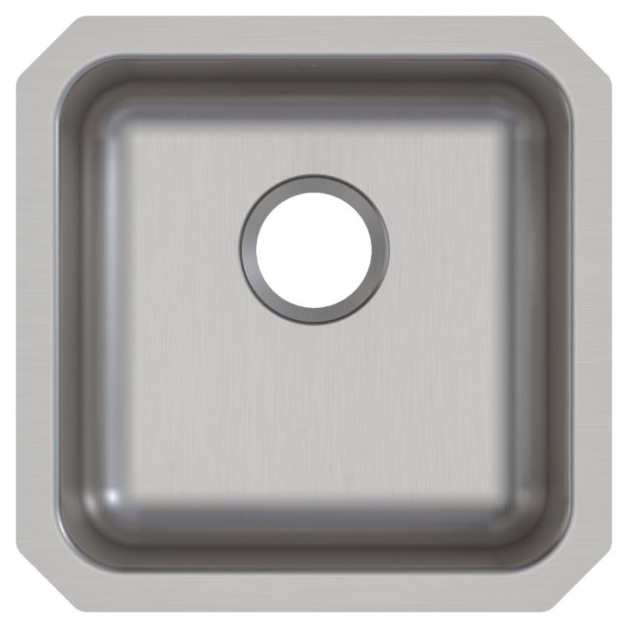 Lustertone™ Classic Single Bowl Kitchen Sink, Under Mount, ADA, 16-1/2 x 16-1/2 in, 5-3/8 in Bowl Depth, 18 ga Lustrous Satin Steel, Stainless