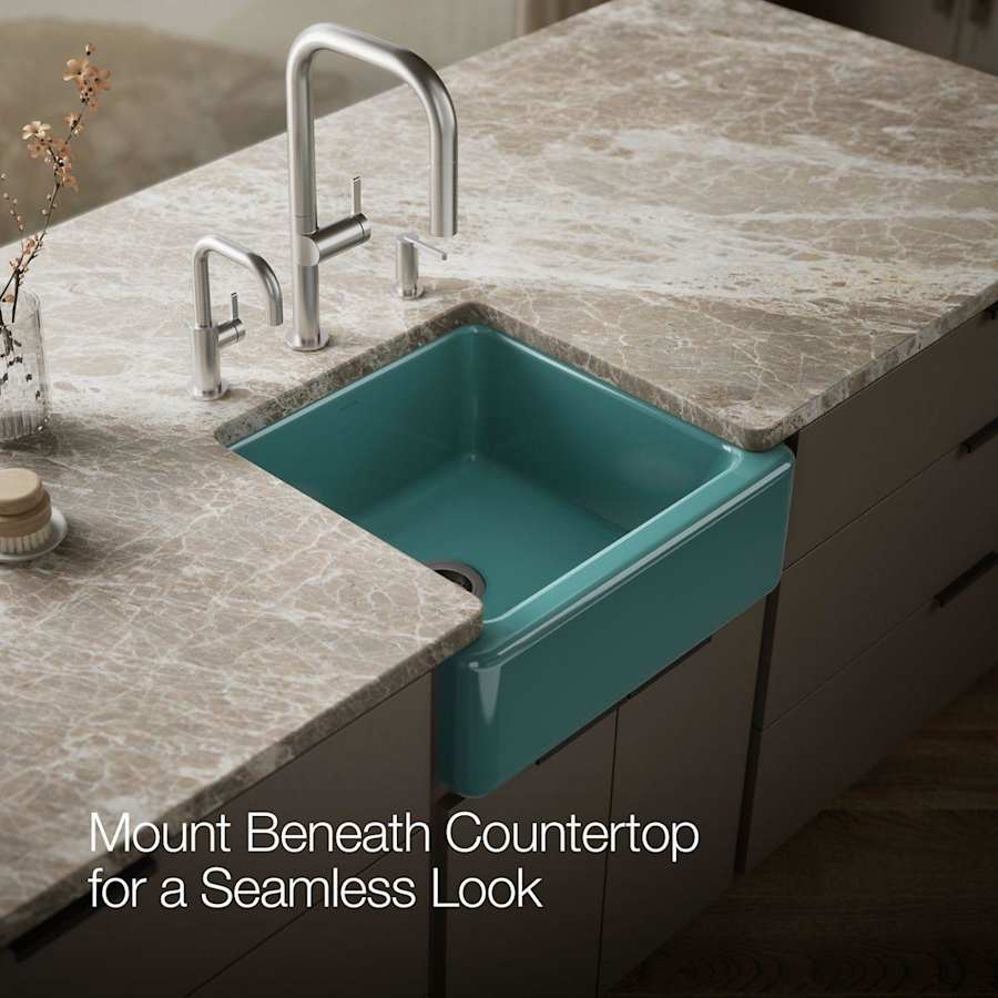 Whitehaven 23-1/2" Self-Trimming Farmhouse Single Basin Enameled Cast Iron Kitchen Sink