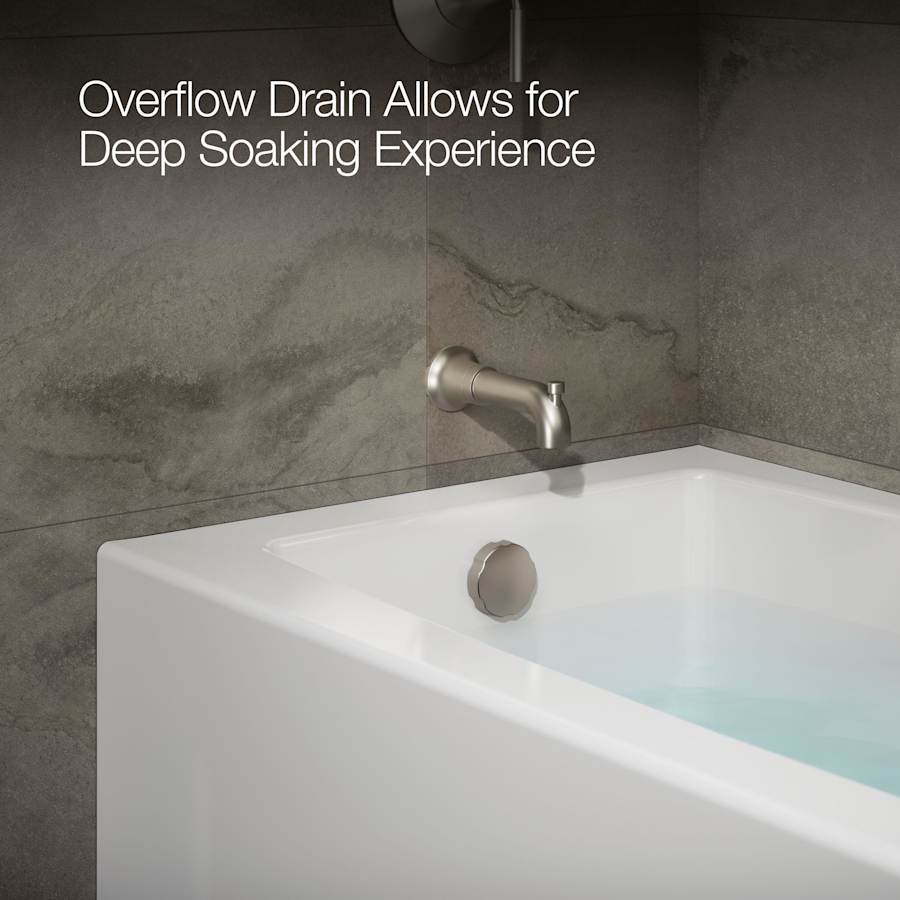 Entity 60" x 30" Three Wall Alcove Acrylic Soaking Tub with Left Drain