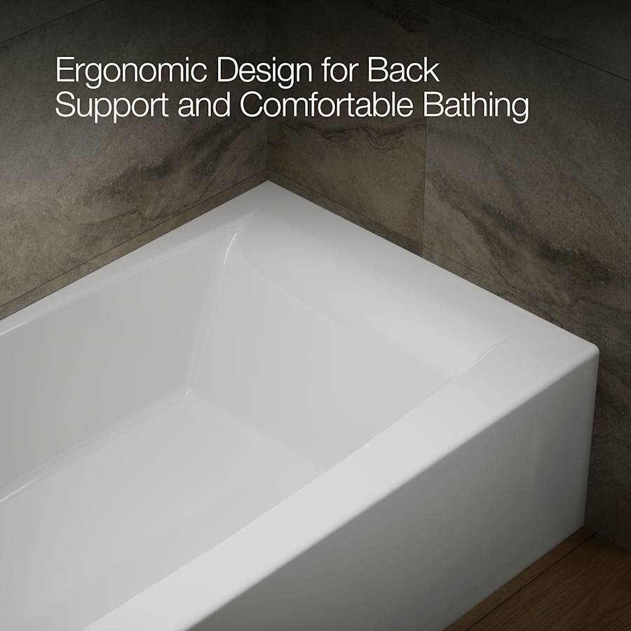 Entity 60" x 30" Three Wall Alcove Acrylic Soaking Tub with Left Drain