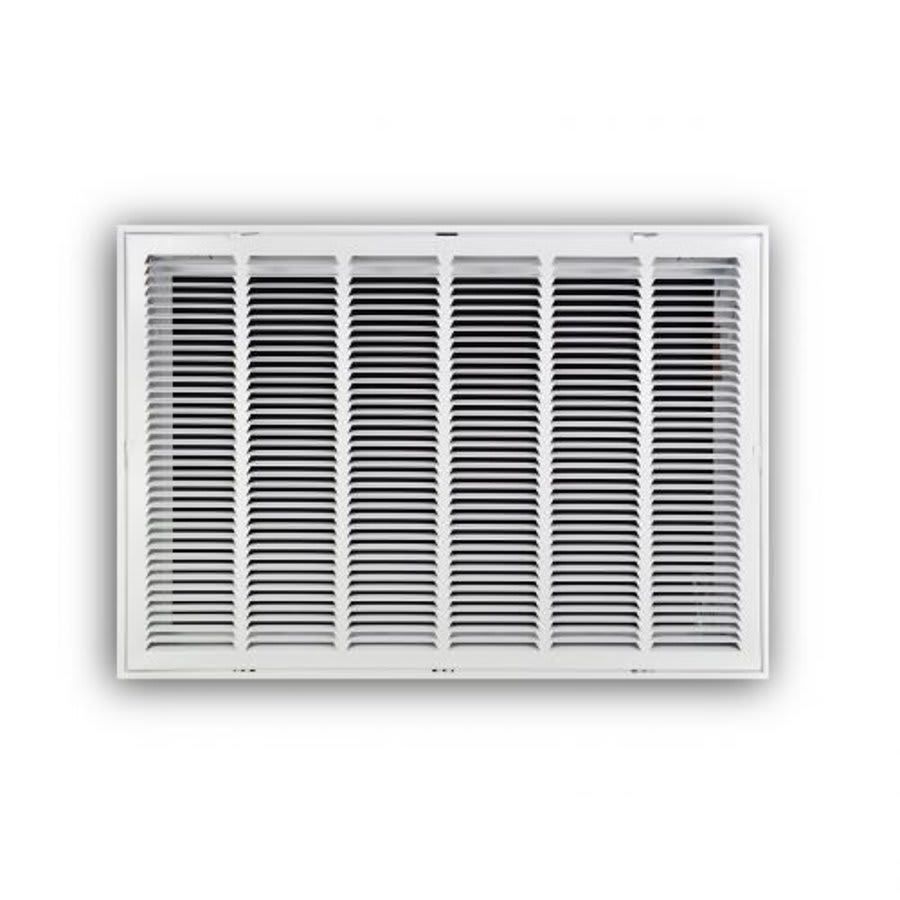 Stamped Face Sidewall Return Filter Grille, 30 x 20 in, 1/2 in Spacing, 2 in Filter, Steel, White