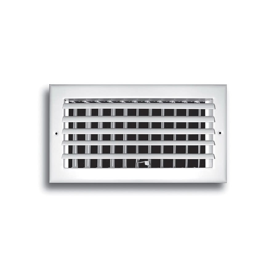 1-Way Curved Blade Supply Register, 14 x 6 in, Horizontal Blades, Multi Shutter Damper, Steel, White