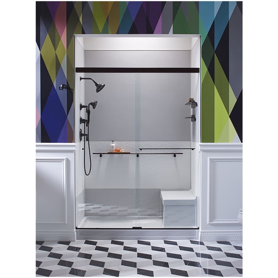 Revel 76â High x 59-5/8" Wide Sliding Shower Door with Crystal Clear Glass, Towel Bar and CleanCoat Technology