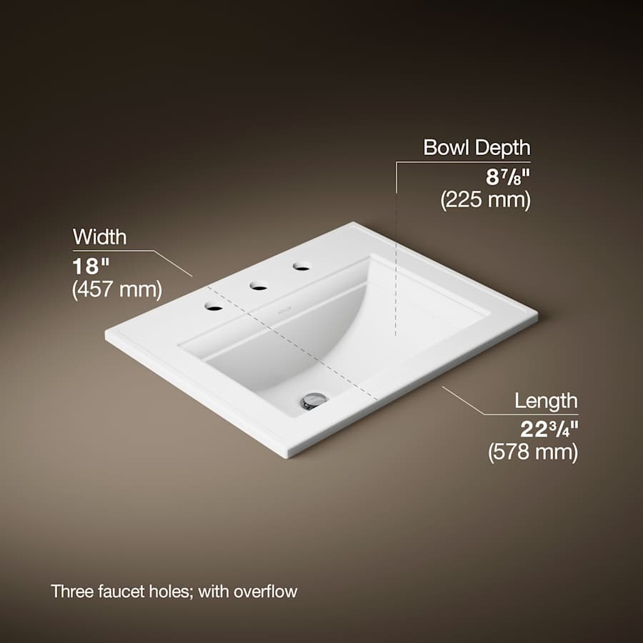 Memoirs Stately 17" Drop In Bathroom Sink with 3 Holes Drilled and Overflow