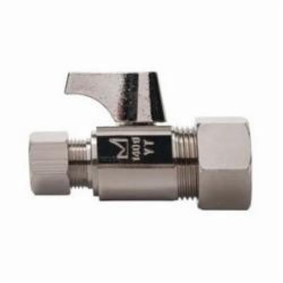 Quarter Turn Straight Stop, 5/8 x 3/8 in, Comp, Chrome