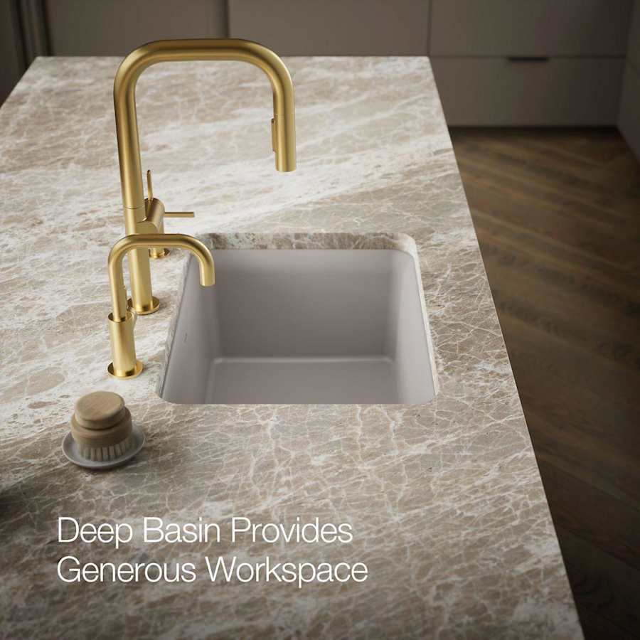 Cairn 24-1/2" Undermount Single Bowl Neoroc Granite Composite Kitchen Sink with Bottom Sink Rack