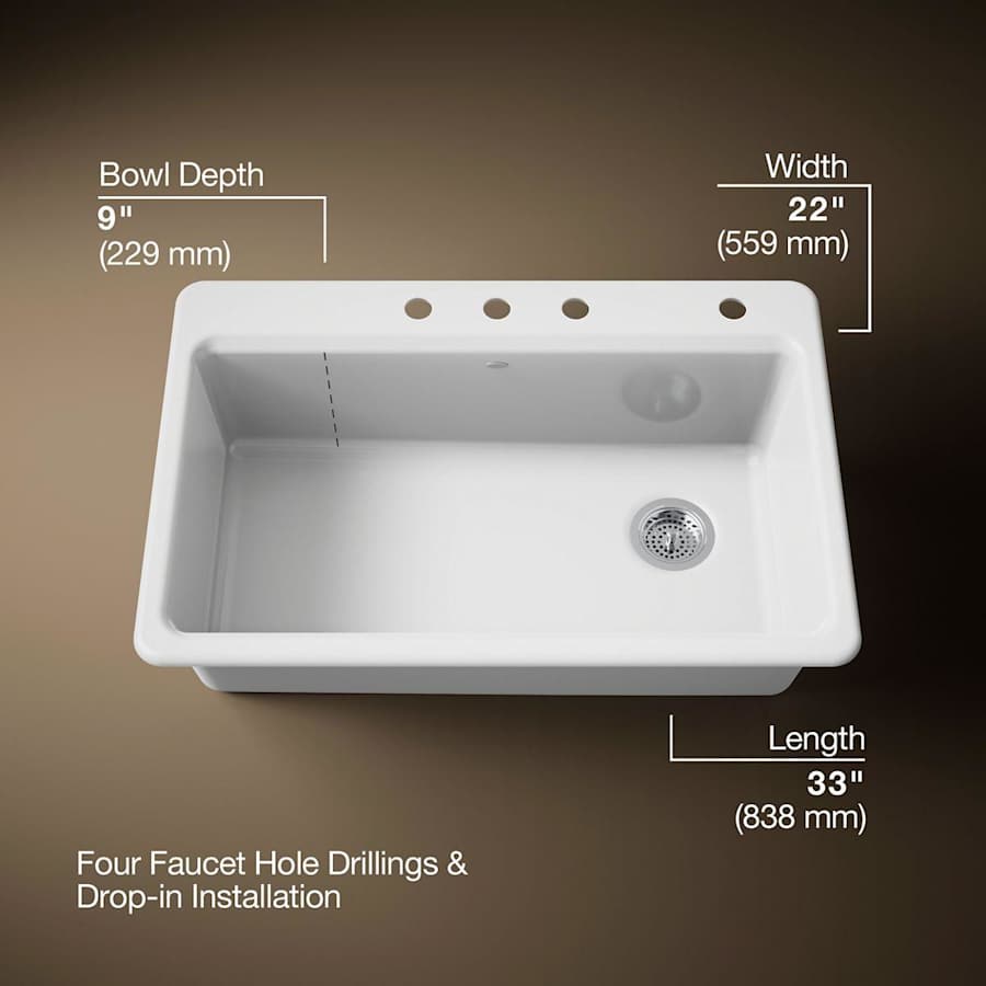 Riverby 33" Single Basin Top-Mount Enameled Cast-Iron Kitchen Sink