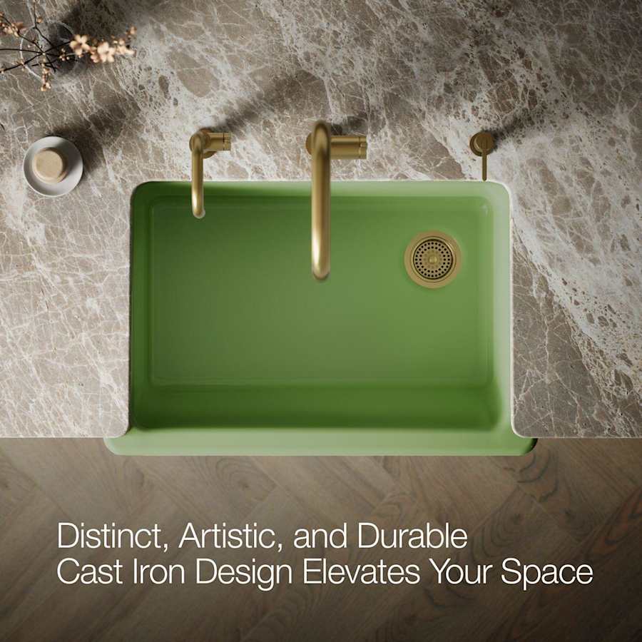 Whitehaven 32-1/2" Self-Trimming Farmhouse Single Basin Enameled Cast Iron Kitchen Sink