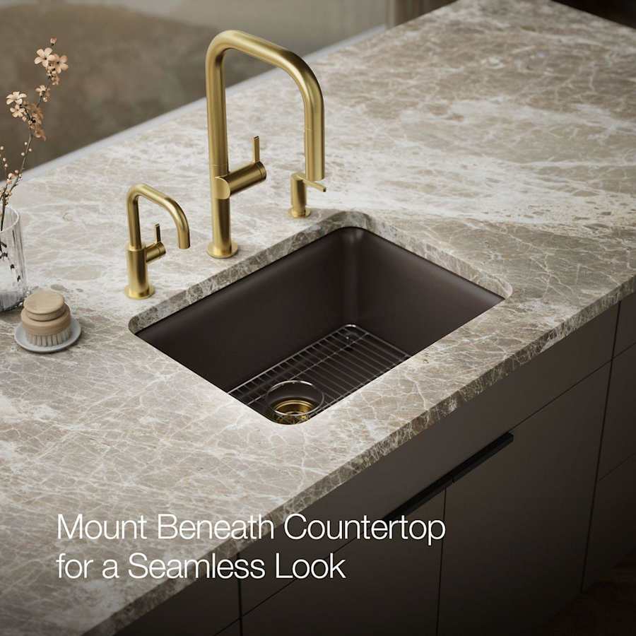 Cairn 24-1/2" Undermount Single Bowl Neoroc Granite Composite Kitchen Sink with Bottom Sink Rack
