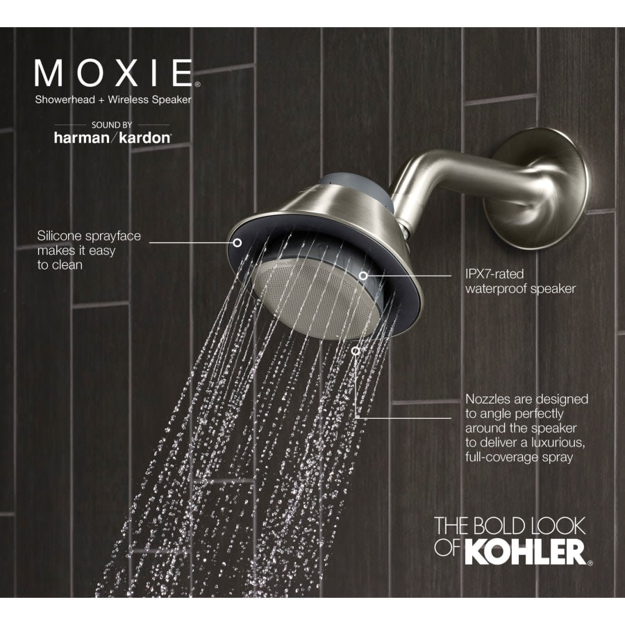 Moxie 1.75 GPM Single Function Shower Head with Bluetooth Technology