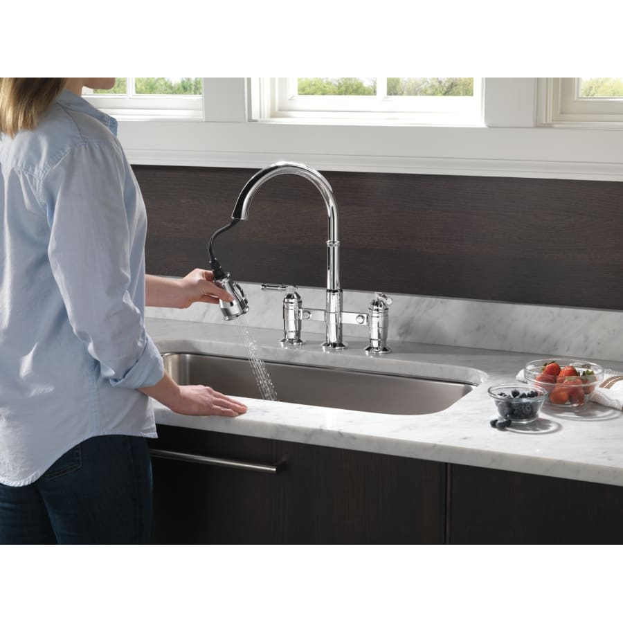 Broderick 1.8 GPM Widespread Bridge Pull Down Kitchen Faucet