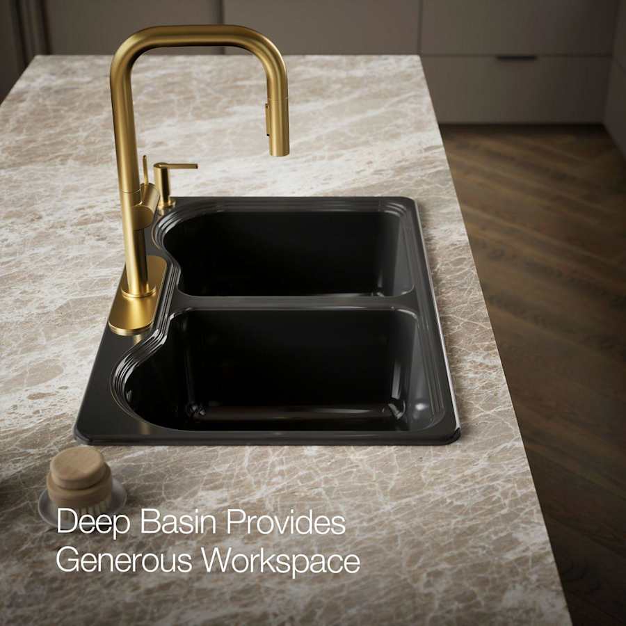 Hartland 33" Double Basin Top-Mount Enameled Cast-Iron Kitchen Sink