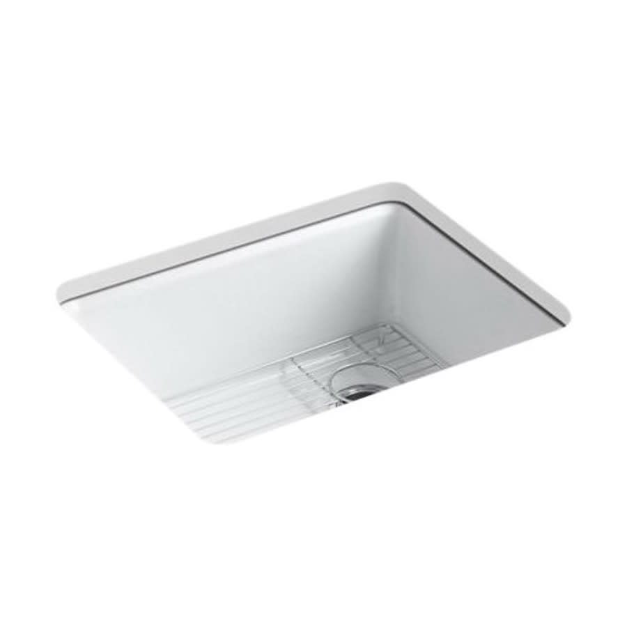 Riverby® Single Bowl Kitchen Sink, Under Mount, 25 x 22 in, 9-5/8 in Bowl Depth, 5-Hole, Cast Iron, White
