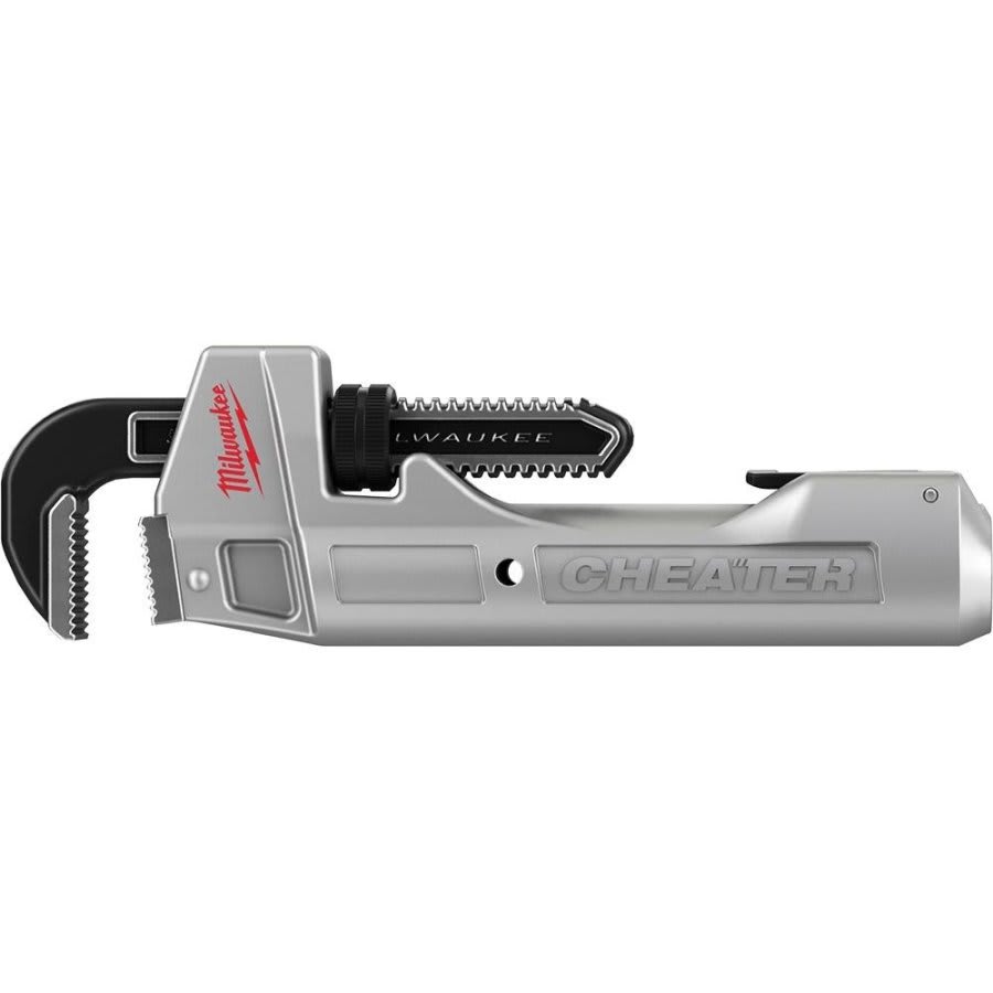 CHEATER™ Adaptable Pipe Wrench, 11 in, or 18 to 24 in Pipe, 17.13 in OAL, Overbite Jaw, Red/Silver Aluminum Handle