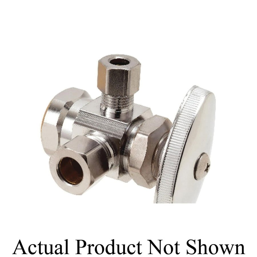 Multi Turn Dual Stop, 1/2 x 3/8 x 1/4 in, FNPT x Comp x Comp, Chrome