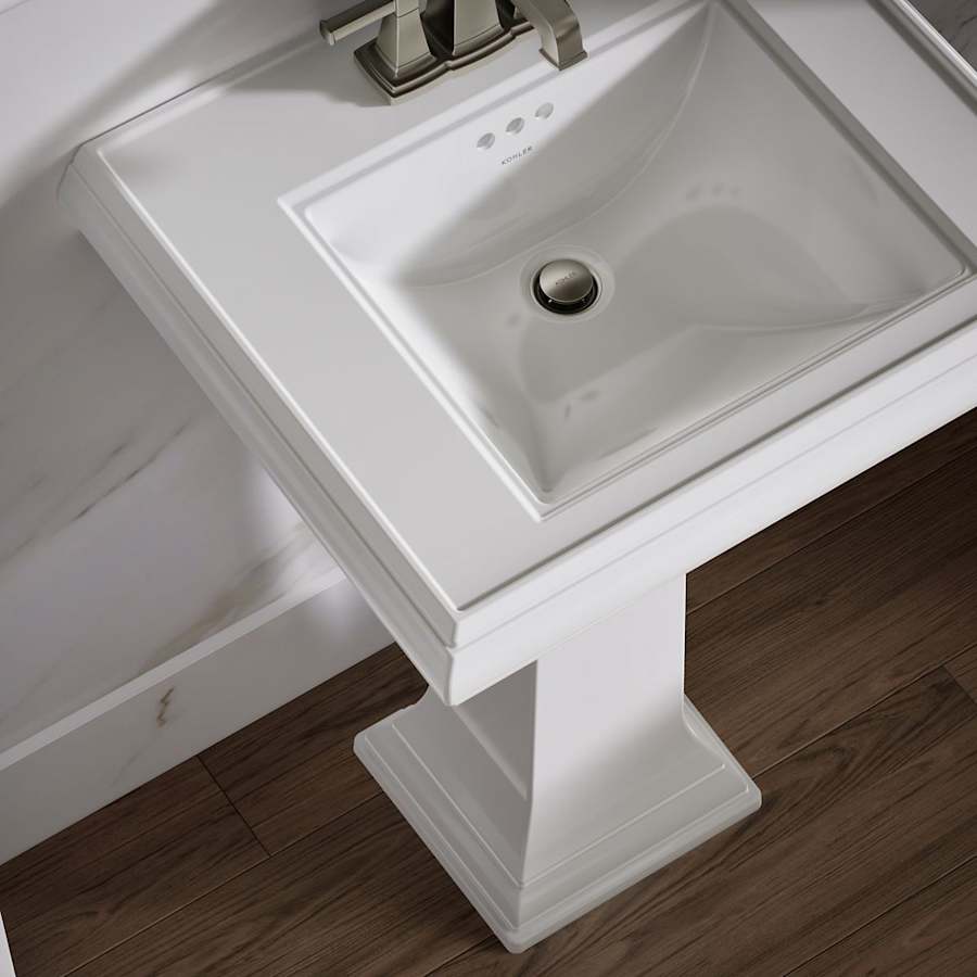Memoirs Classic 24" Fireclay Pedestal Bathroom Sink with 3 Holes Drilled and Overflow