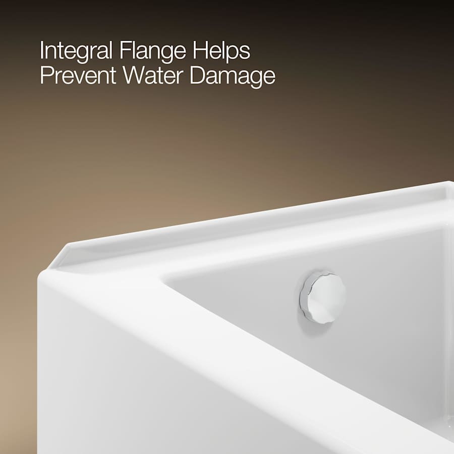 Entity 60" x 30" Three Wall Alcove Acrylic Soaking Tub with Left Drain
