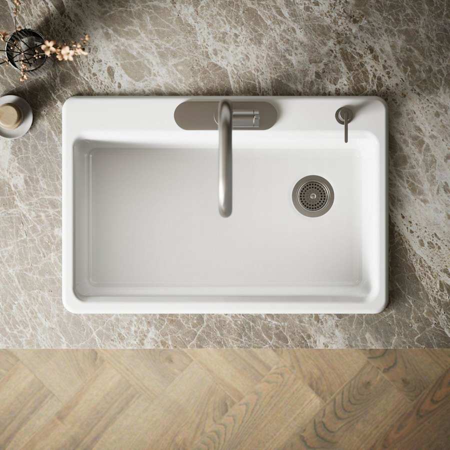 Riverby 33" Single Basin Top-Mount Enameled Cast-Iron Kitchen Sink