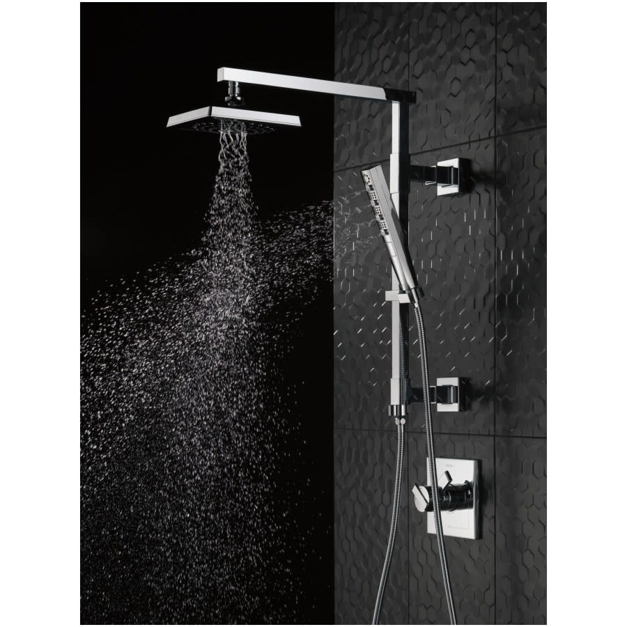 Universal Showering 7-5/8" Square 1.75 GPM Shower Head Full Spray Pattern with Touch Clean and H2Okinetic Technology