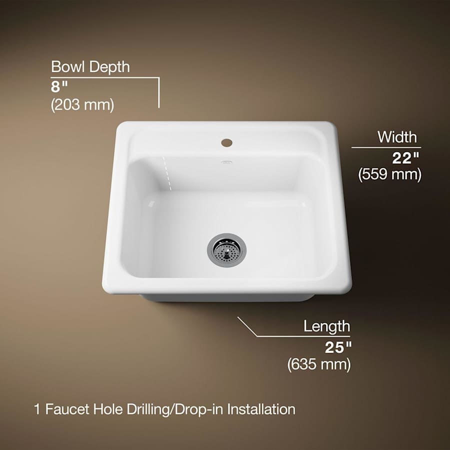 Mayfield 25" Single Basin Top-Mount Enameled Cast-Iron Kitchen Sink
