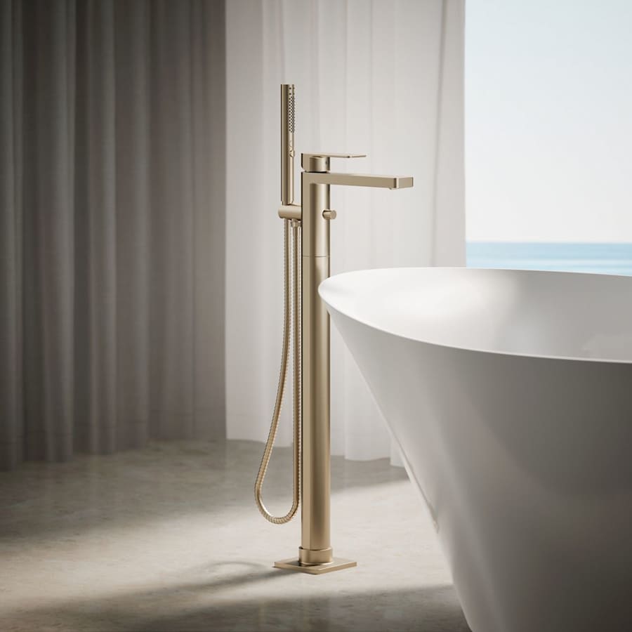Parallel Floor Mounted Tub Filler - Includes Hand Shower
