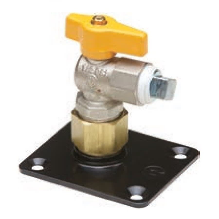 AutoFlare® 90 deg Flange Valve, 1/2 in, FNPT x TracPipe® PS-II/CounterStrike® Brass, Plated