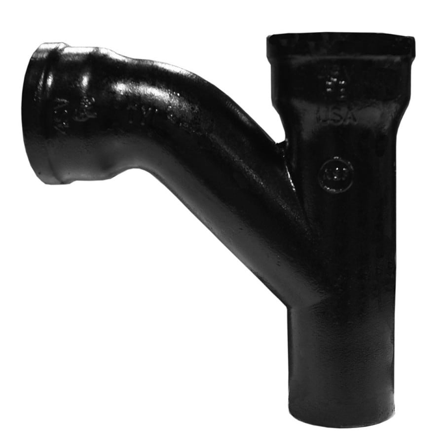 Service Weight Combination Wye and 1/8 Bend, 4 x 2 in, Spigot x Hub x Hub, Cast Iron