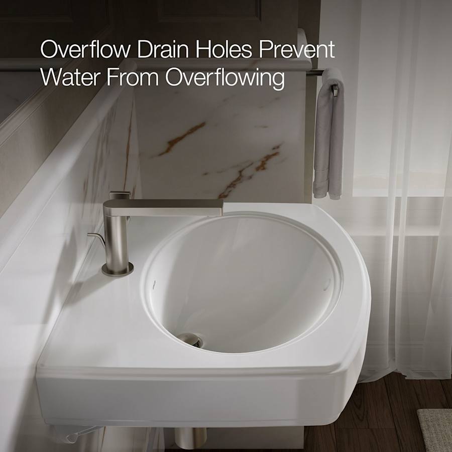 Pinoir 18" Wall Mounted Bathroom Sink with 1 Hole Drilled and Overflow