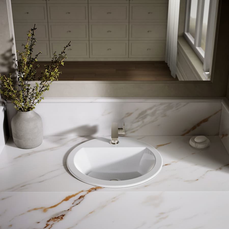 Bryant 18-7/8" Circular Vitreous China Drop In Bathroom Sink with Overflow and Single Faucet Hole