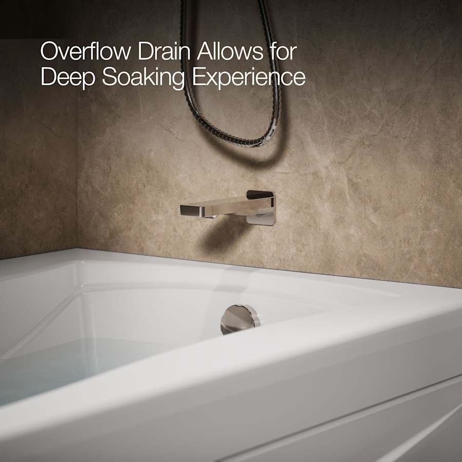 Mariposa 6 Foot Three Wall Alcove Soaking Tub with Right Hand Drain