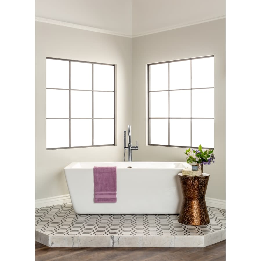 Odin Floor Mounted Tub Filler with Integrated Diverter and Hand Shower - Less Rough In