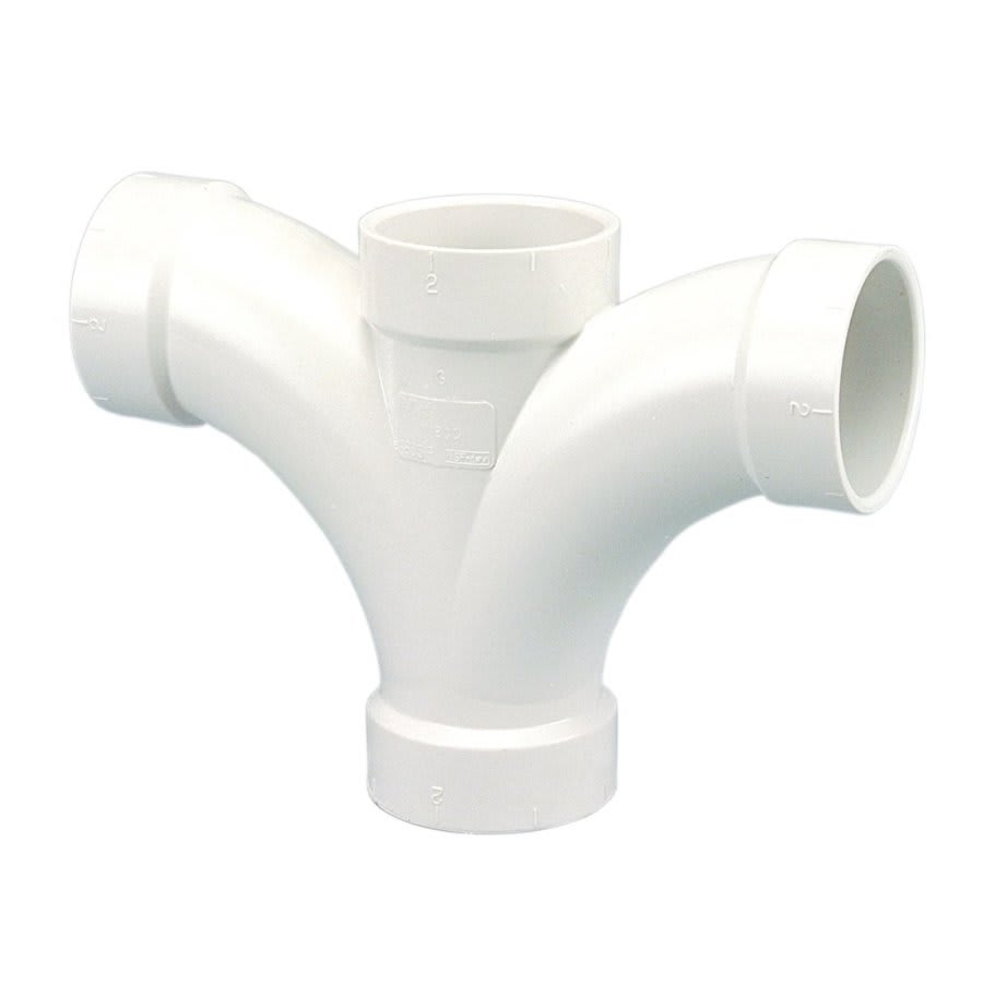 Double Fixture Tee, 2 in, Hub, DWV, PVC