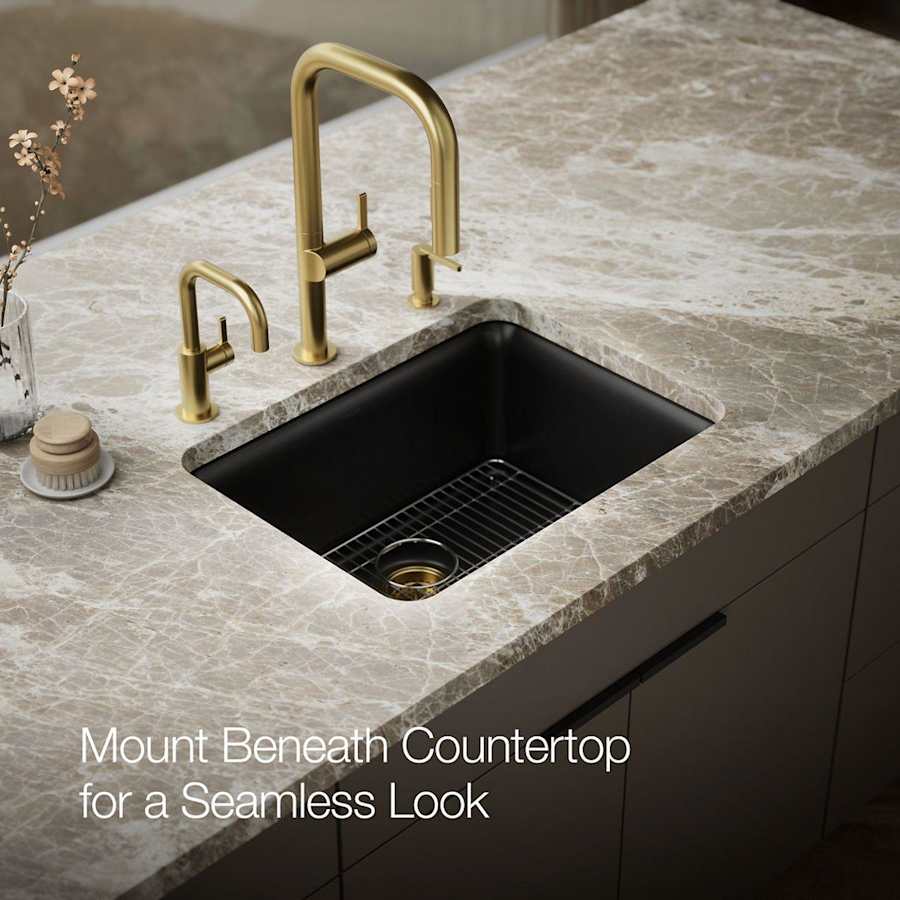 Cairn 24-1/2" Undermount Single Bowl Neoroc Granite Composite Kitchen Sink with Bottom Sink Rack