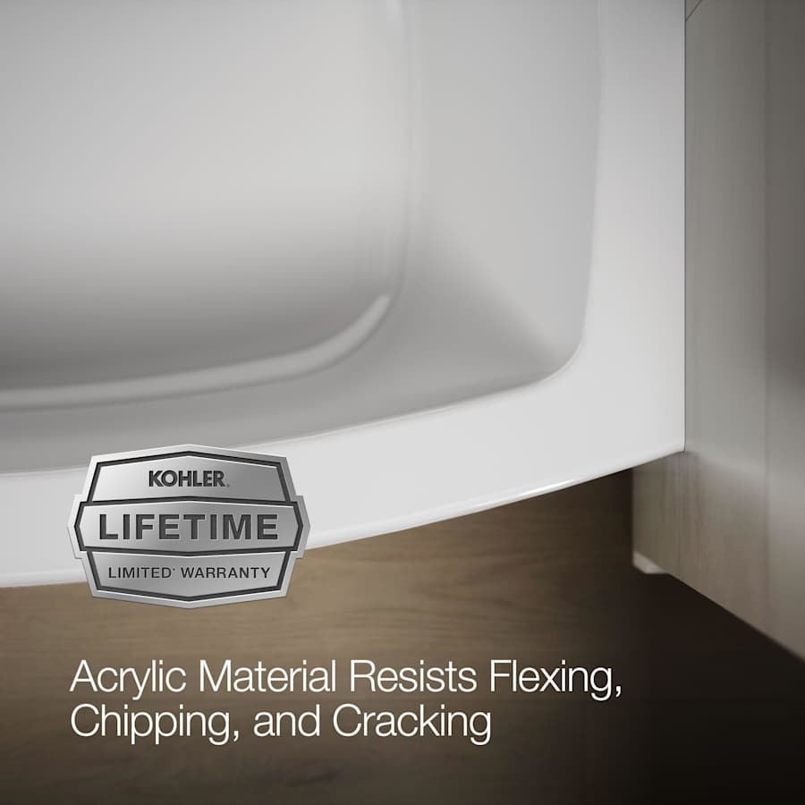Expanse Bath Tub 60" x 30" - 36" Acrylic Soaking for Three Wall Alcove Installations with Integral Curved Apron and Left Drain