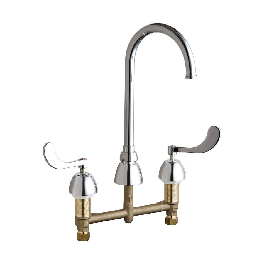 Kitchen Faucet, Deck Mount, ADA, 2 Blade Handle, 3-Hole, Polished Chrome