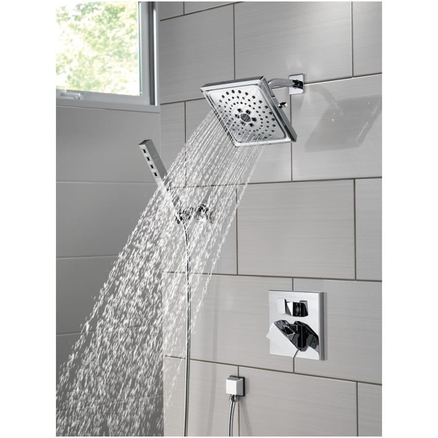 Universal Showering 7-5/8" Square 1.75 GPM Shower Head Full Spray Pattern with Touch Clean and H2Okinetic Technology