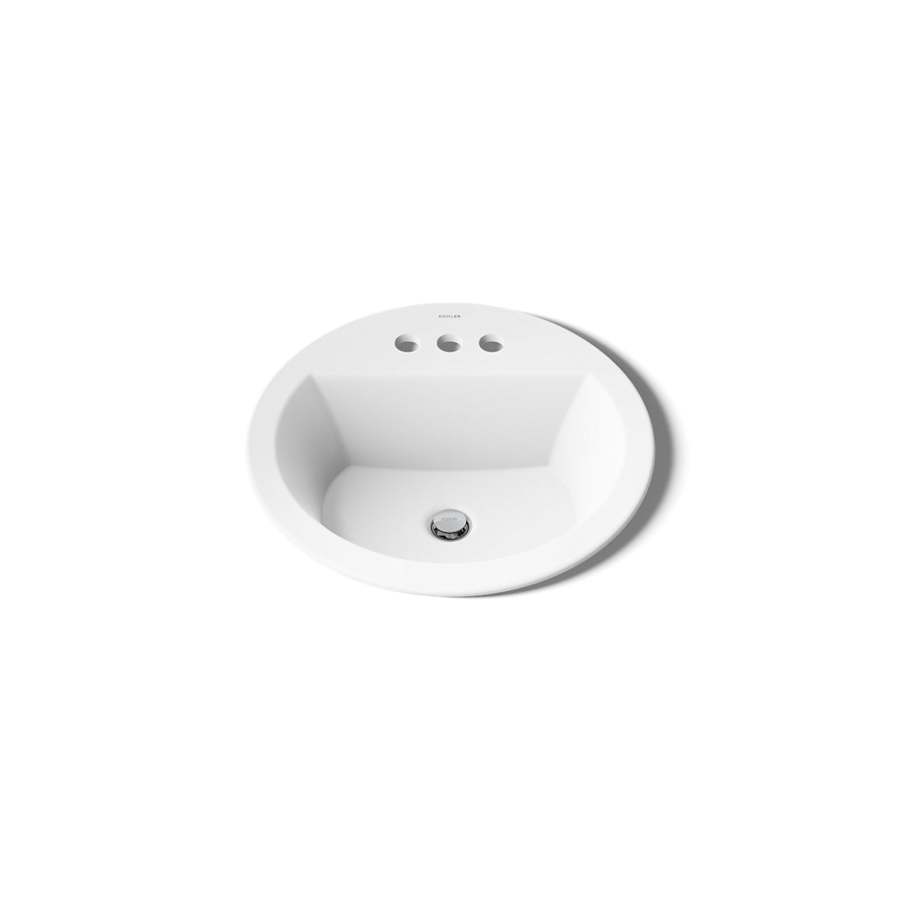 Bryant 18-7/8" Circular Vitreous China Drop In Bathroom Sink with Overflow and 3 Faucet Holes at 4" Centers