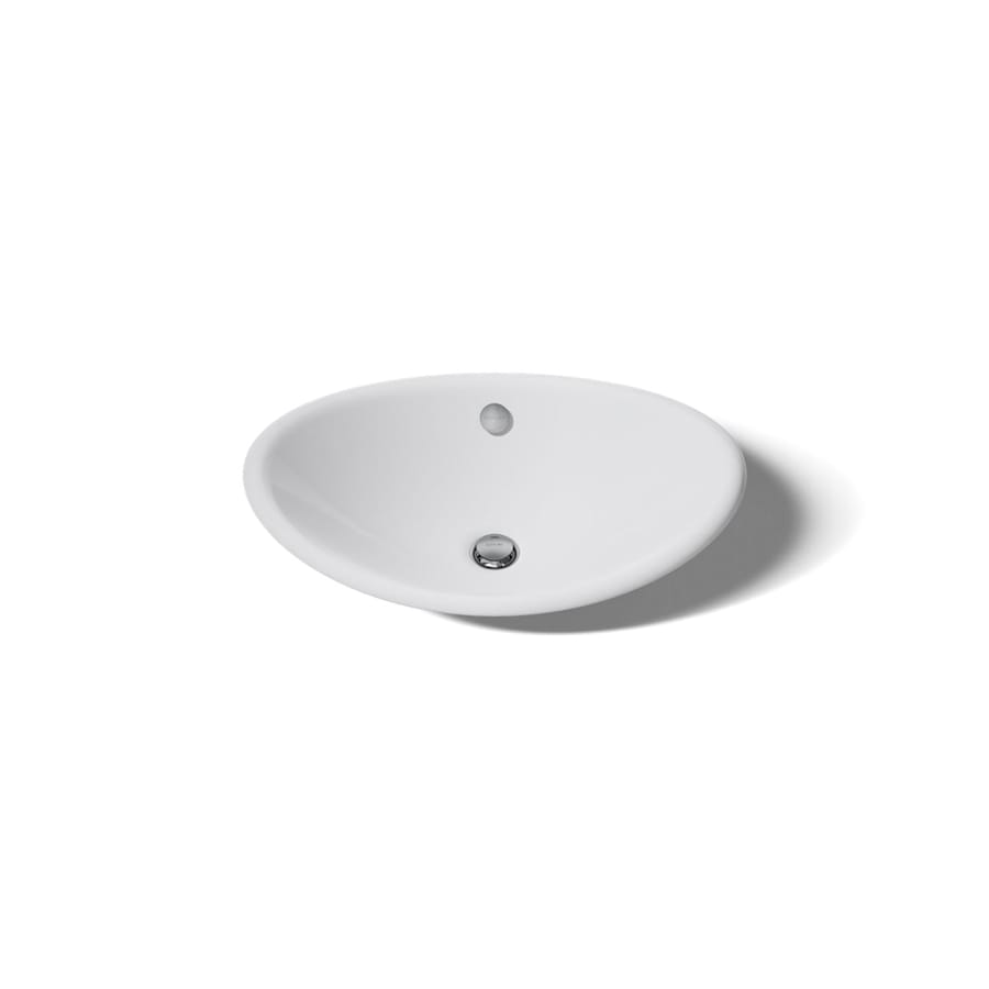 Iron Plains 20-3/4"L Enameled Cast Iron Wading Pool Oval Bathroom Sink with Overflow and White Painted Underside