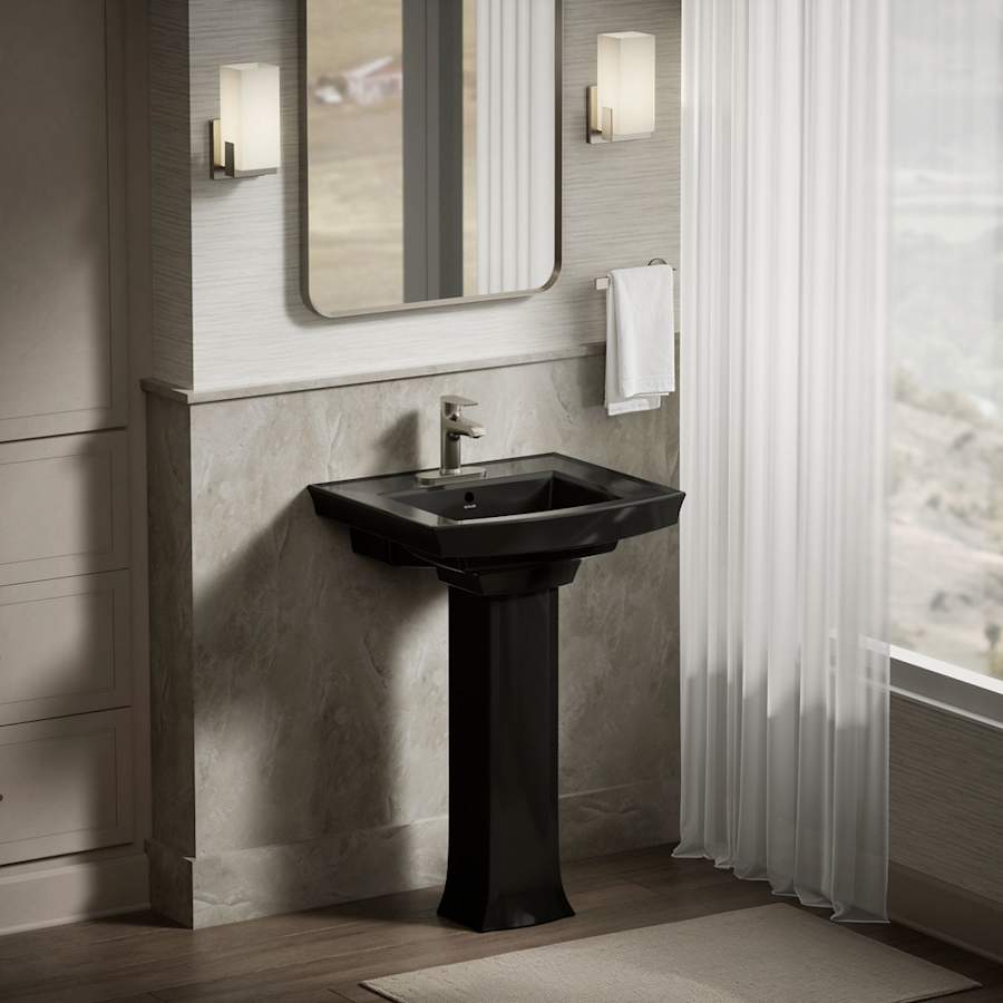 Archer 24" Pedestal Bathroom Sink with 3 Holes Drilled and Overflow