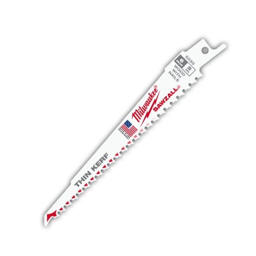 SAWZALL® Bi-Metal Reciprocating Saw Blade, 6 in L, 5 tpi, 0.05 in THK, 5-Pack