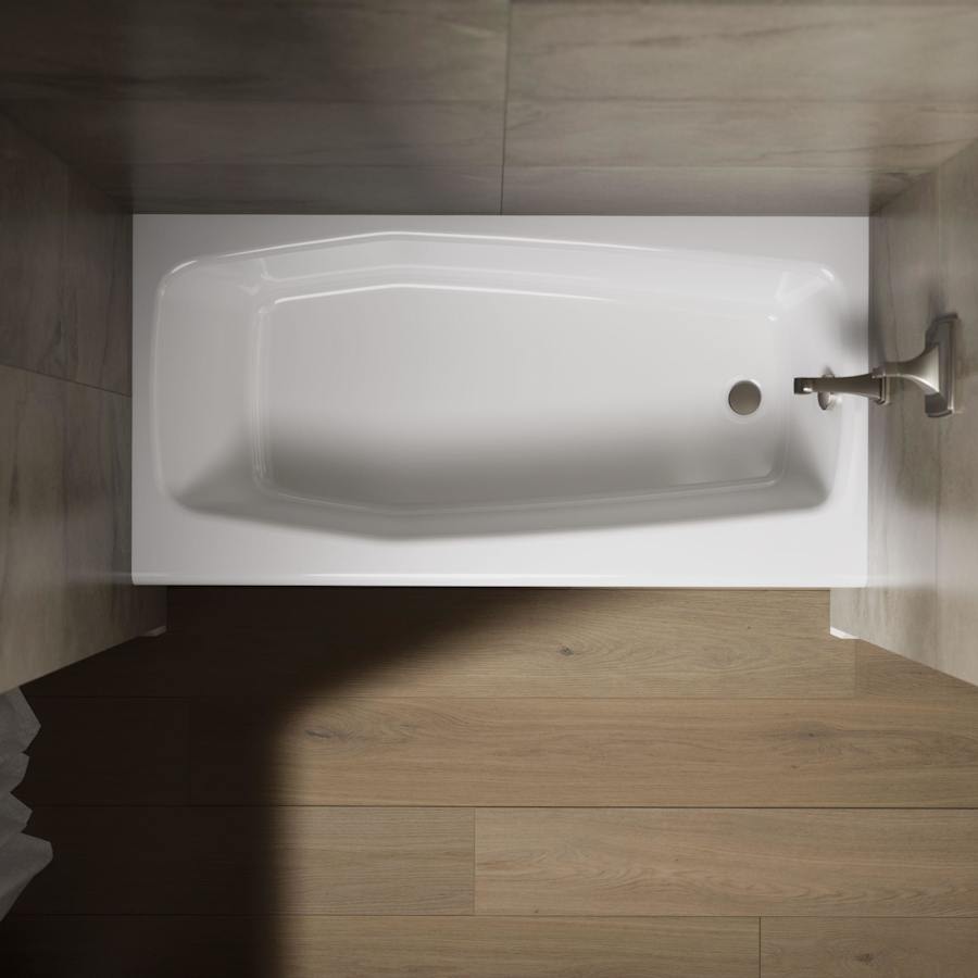 Villager Collection 60" Cast Iron Soaking Bathtub for Three Wall Alcove Installations with Right Hand Drain