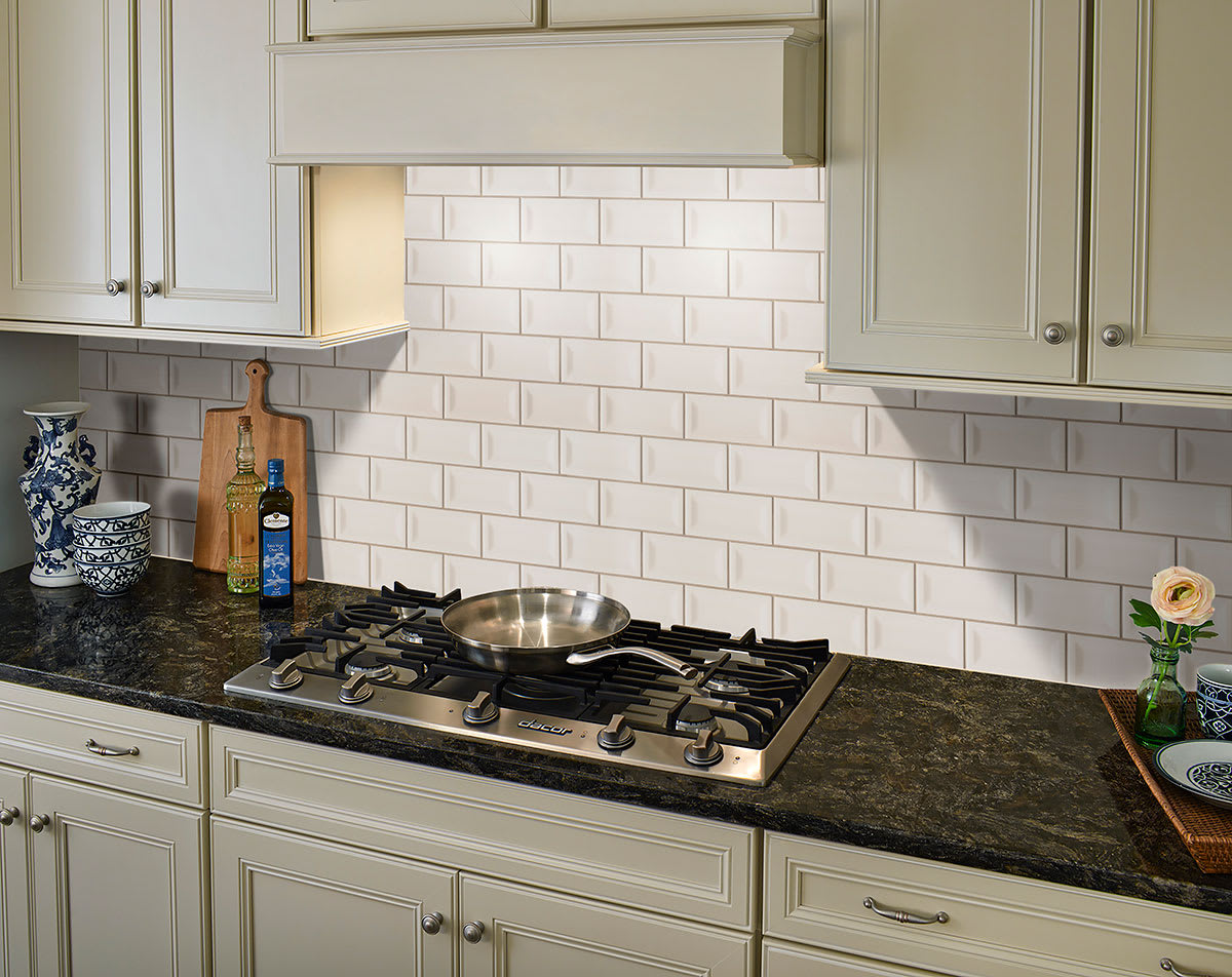 Almond Glossy Inverted Beveled Tile