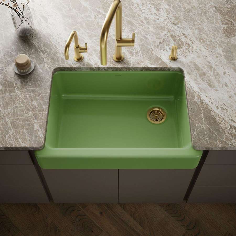 Whitehaven 32-1/2" Self-Trimming Farmhouse Single Basin Enameled Cast Iron Kitchen Sink